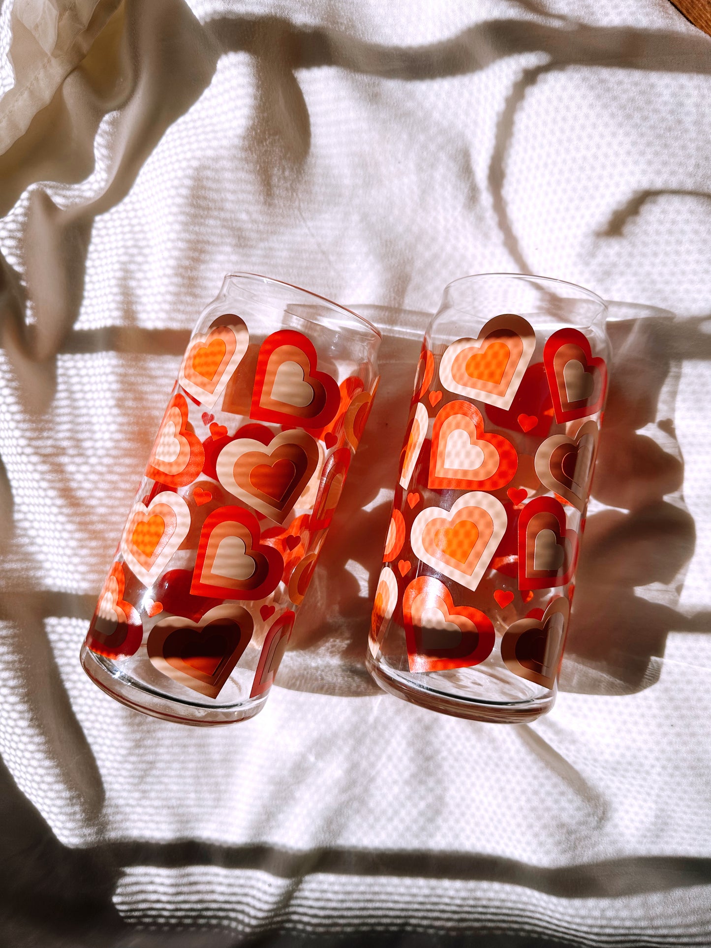 Retro Hearts Glass Cup