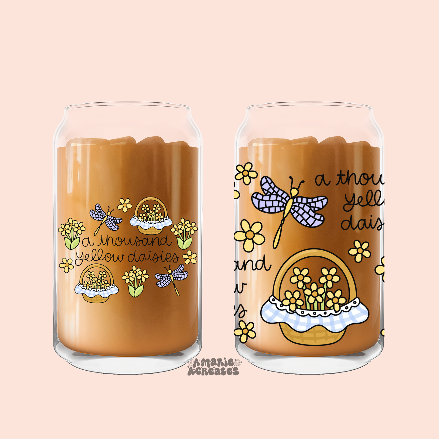 A Thousand Yellow Daisies Glass Cup