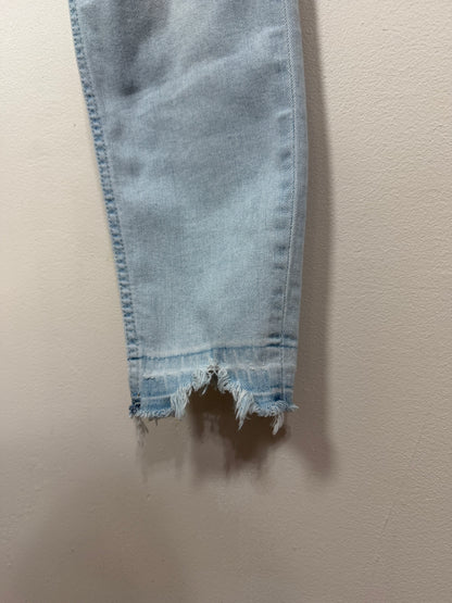 Size 29 Light Washed Slim Straight Jeans w/ Raw Hem Ankle
