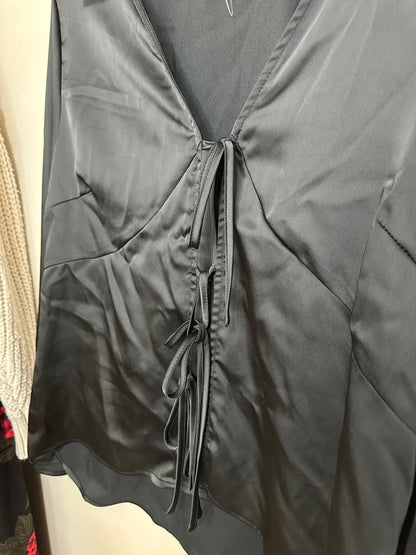 Large Black Silk Tie Top
