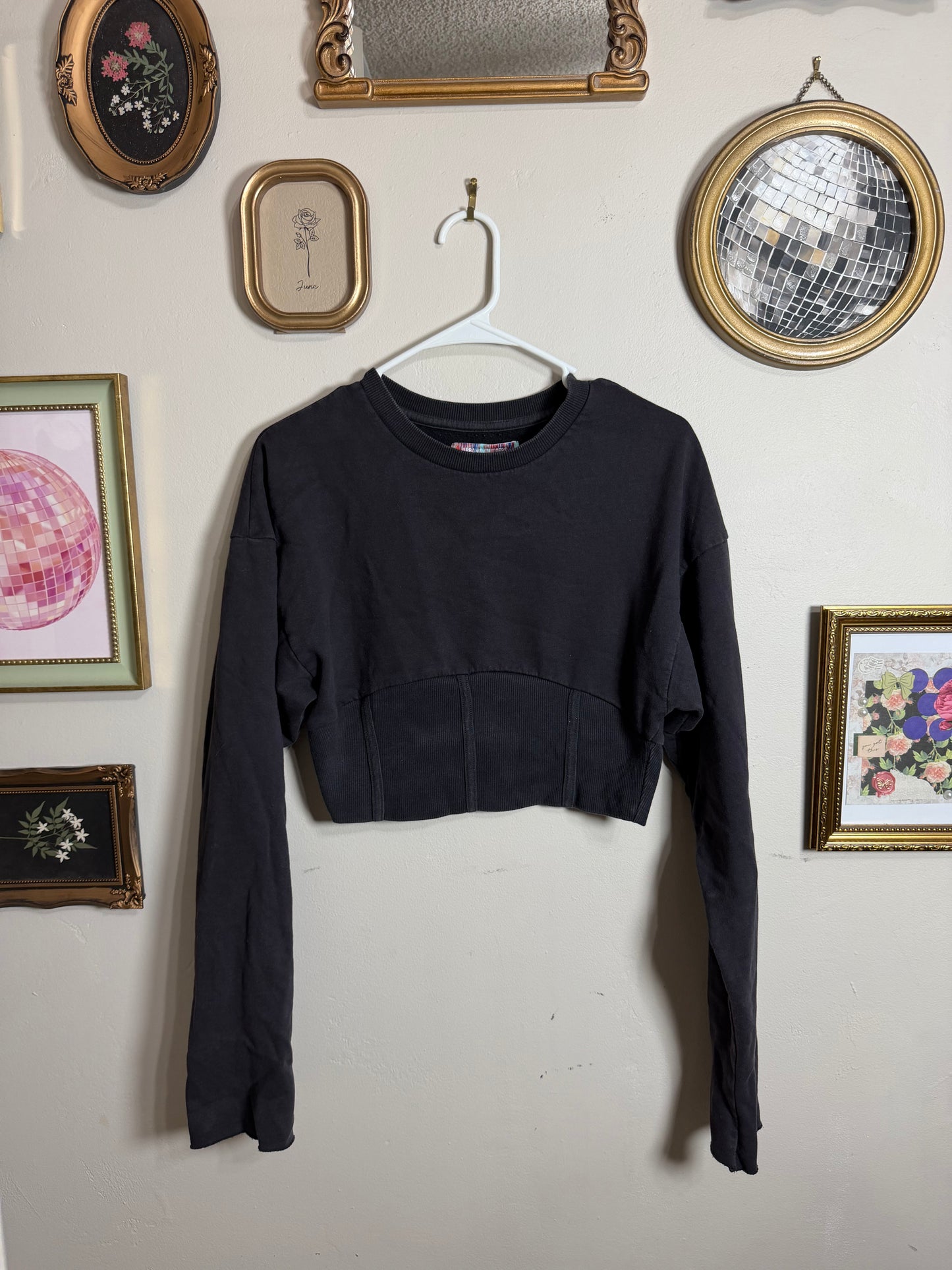 Medium Black Cropped Corset Sweater