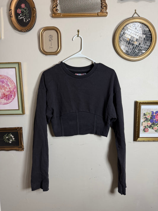 Medium Black Cropped Corset Sweater
