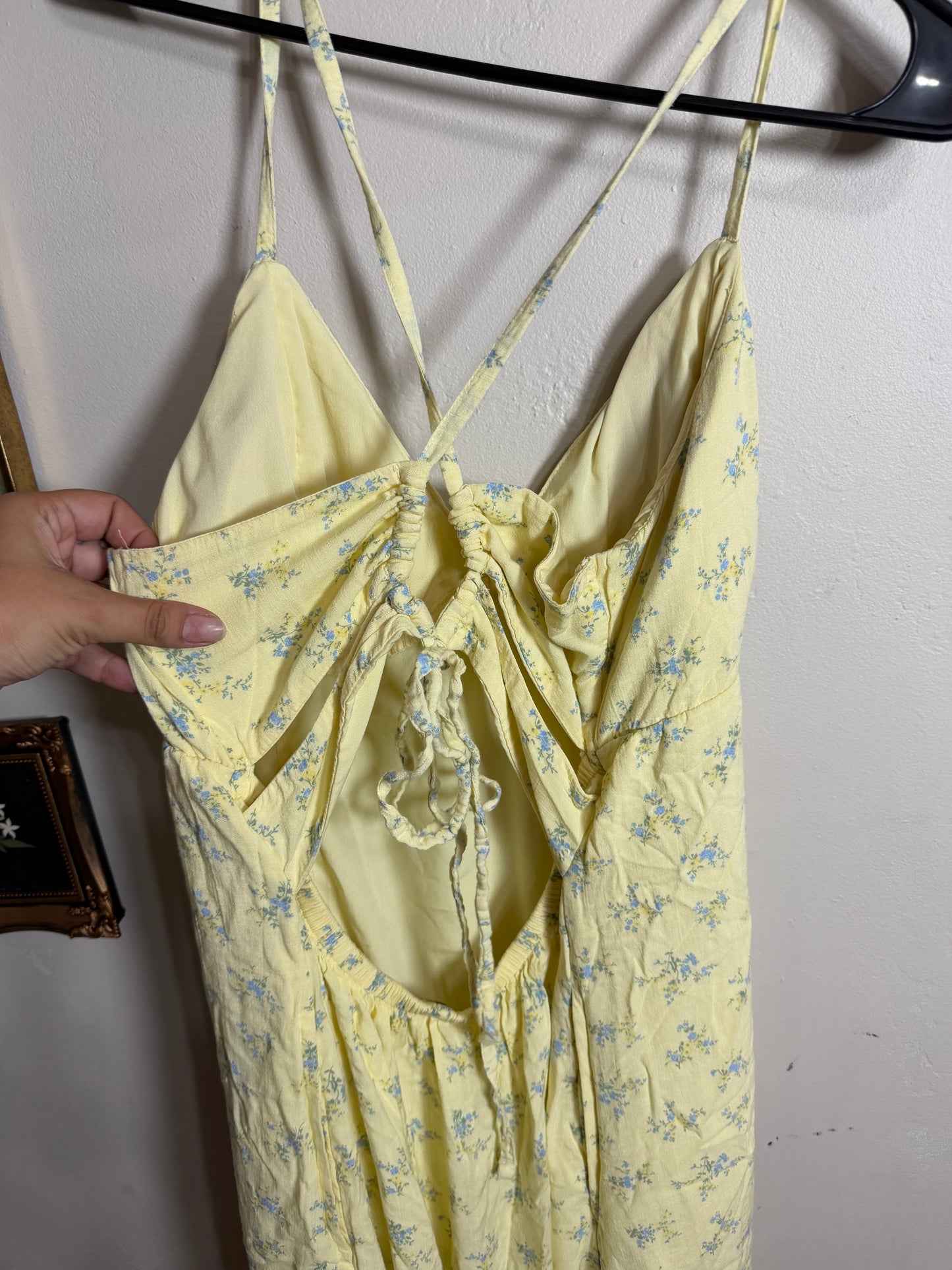 XL Yellow Maxi Dress w/ Criss Cross Tie Back