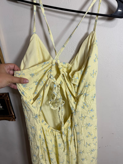 XL Yellow Maxi Dress w/ Criss Cross Tie Back