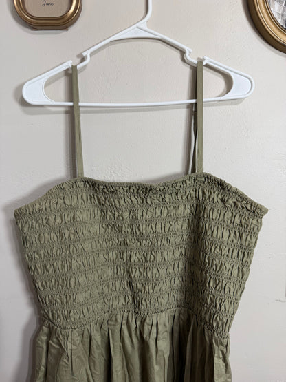 XXL Green Smocked Maxi Dress
