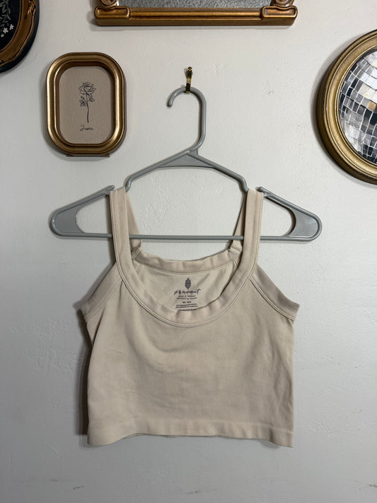 M/L Tan All Clear Solid Cami Crop Tank