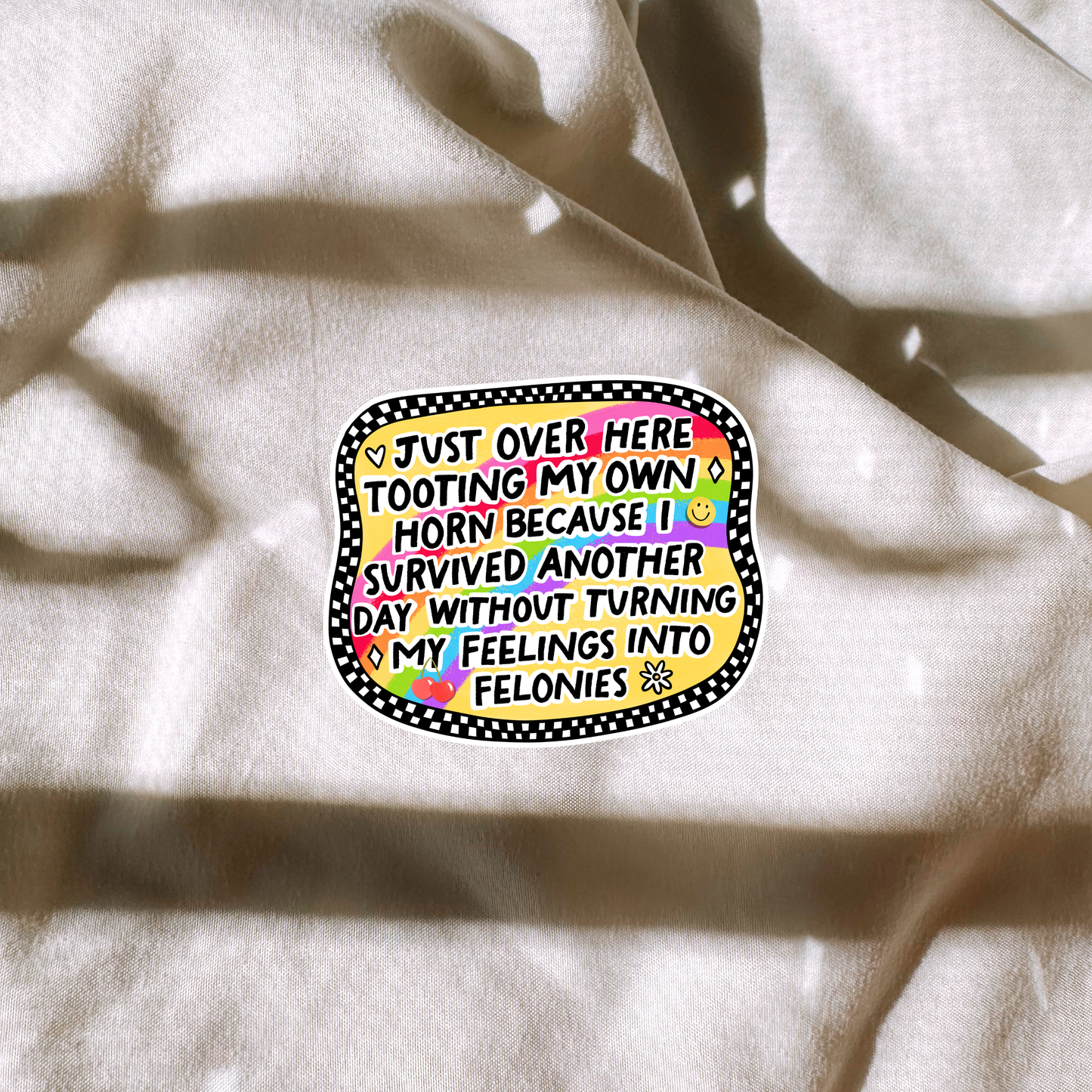 Tooting Own Horn No Felonies Sticker