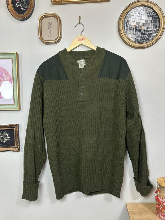Large Unisex Henley Green Sweater