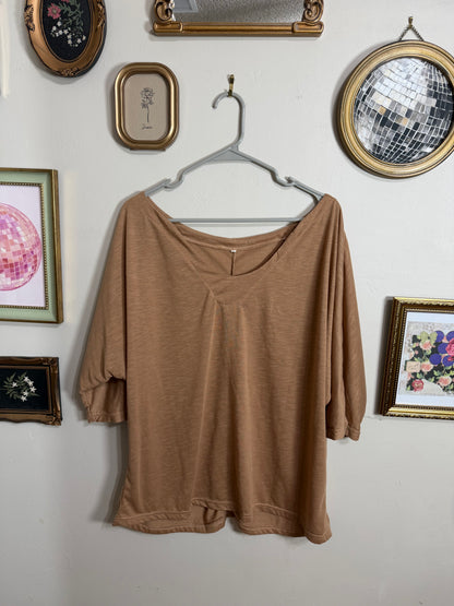 3x Tan Off Shoulder Top