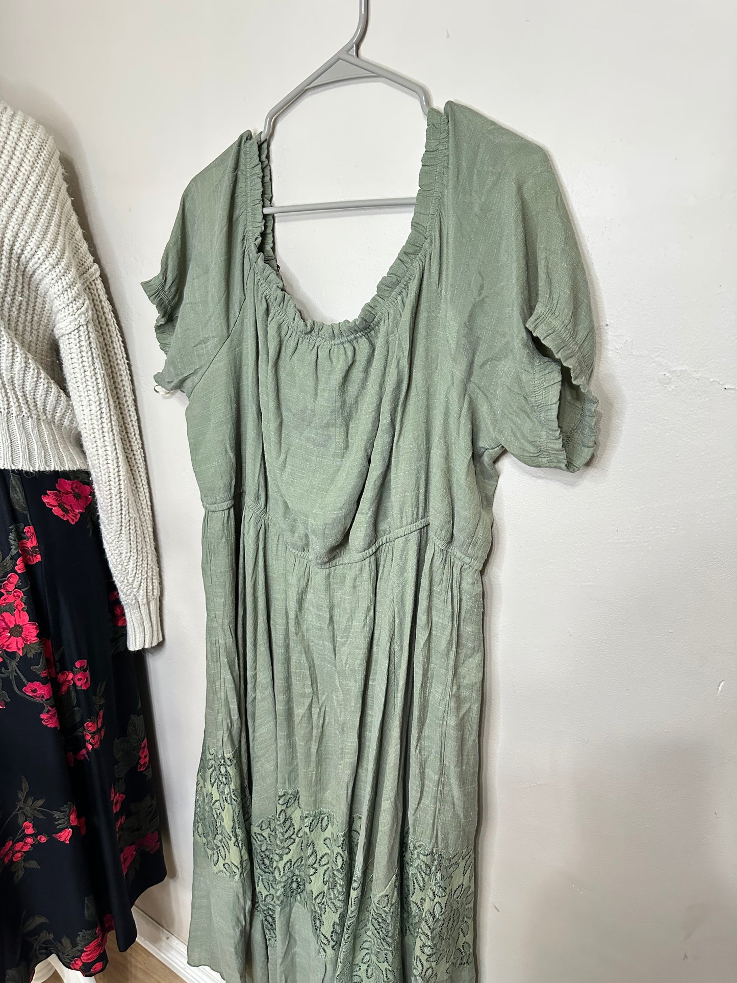 3x Sage w/ Lace Detail Dress