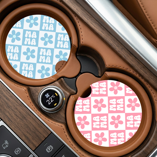 Mama Checkered Car Coaster
