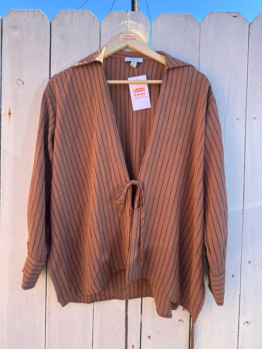 M/L Brown Striped Tie Top