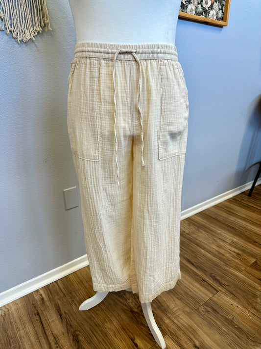 Large Cream Linen Pants