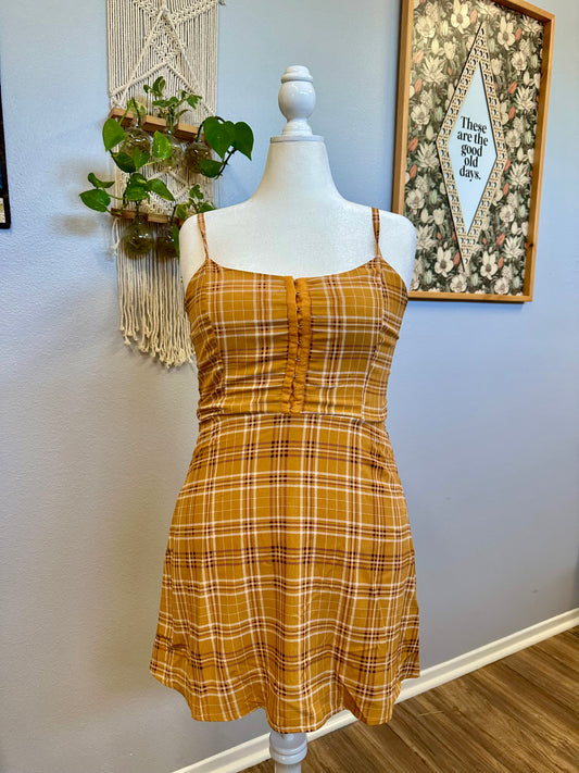 XL Mustard Gingham Dress