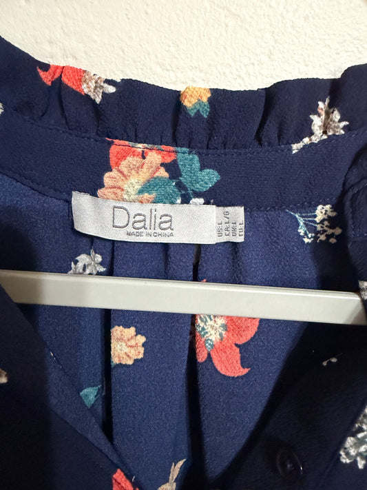 Large Navy Floral Blouse