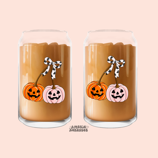 Cherry Pumpkin JackoLantern Glass Cup