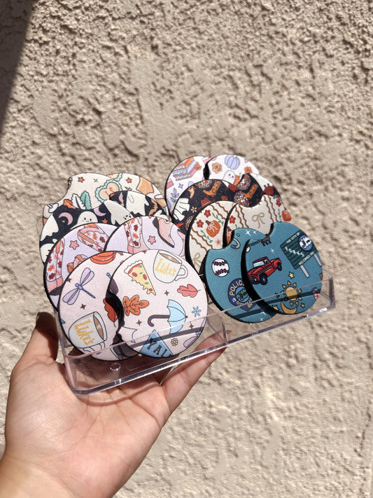 Cutesy Bookish Ghost Car Coaster
