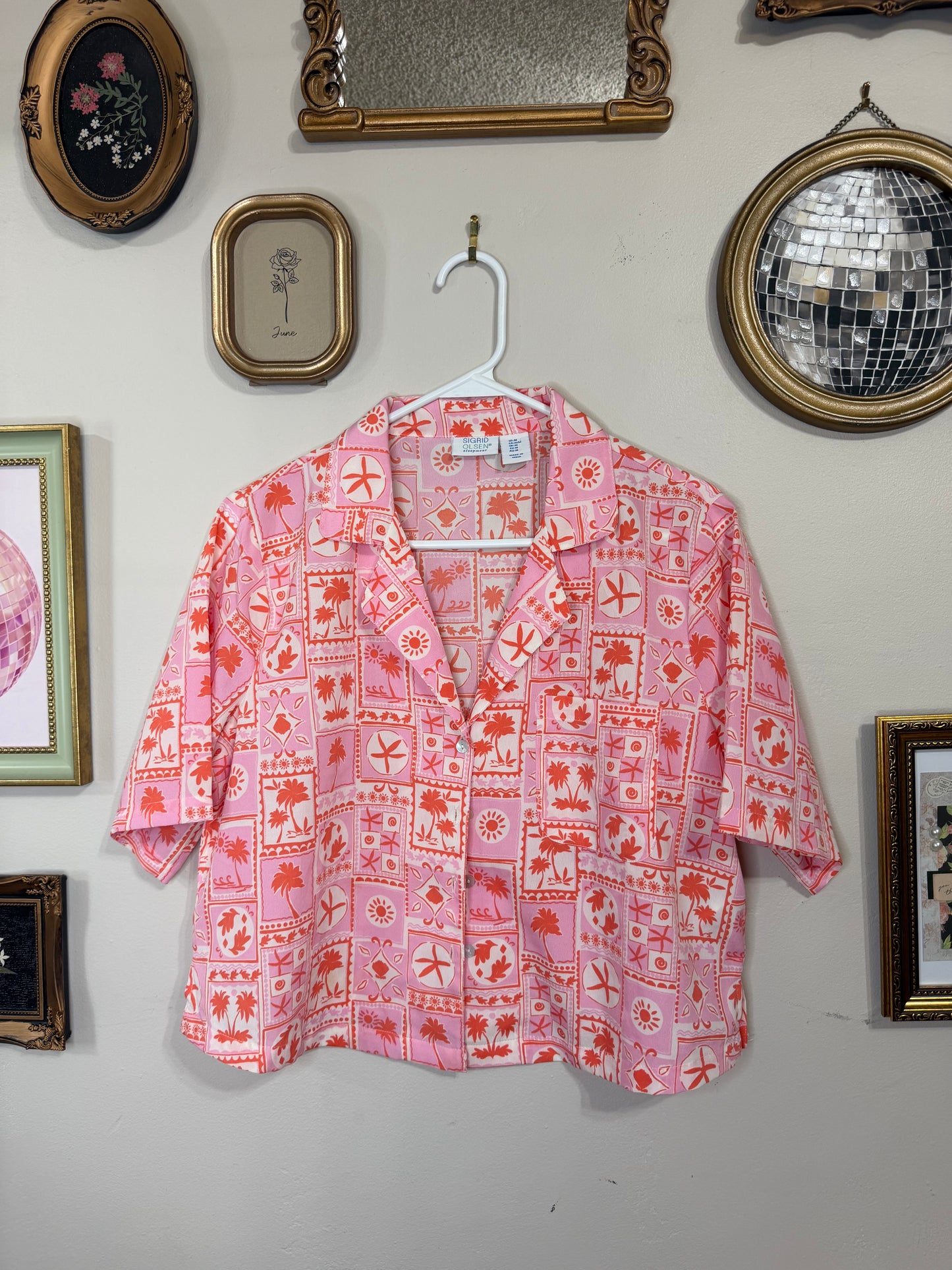 Medium Pink & Orange Tropic Sleep Top
