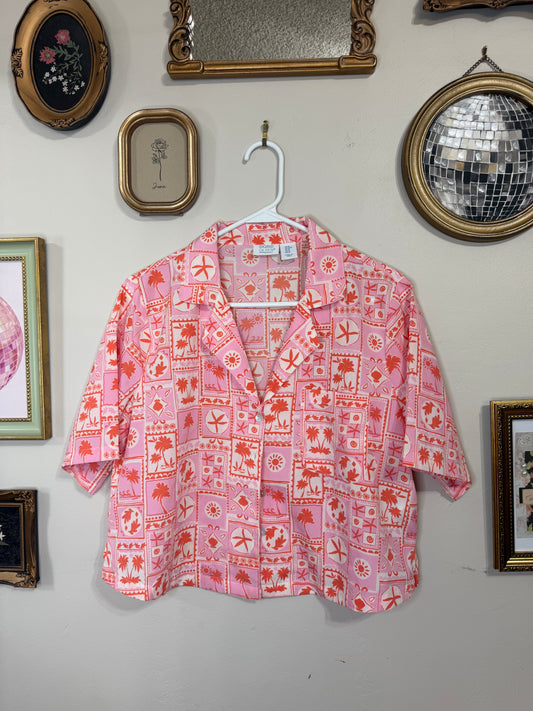 Medium Pink & Orange Tropic Sleep Top