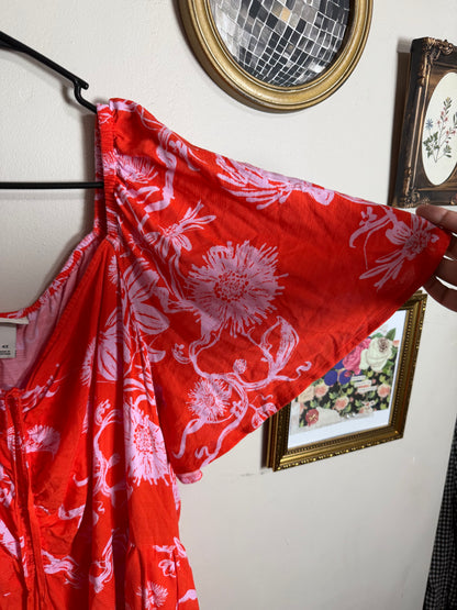 4x Red & Pink Tropical Maxi Dress