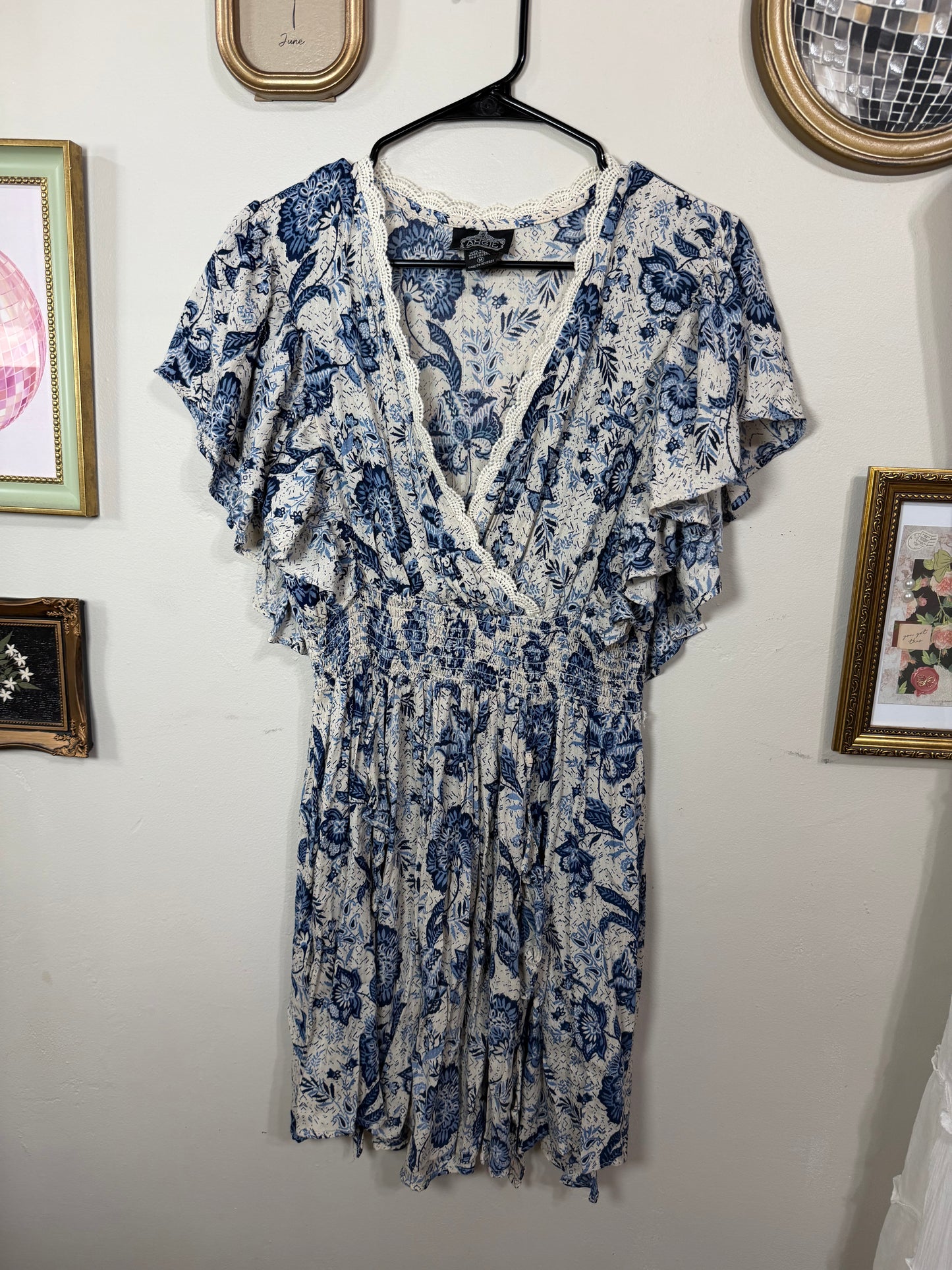 Medium Blue Floral Mini Dress
