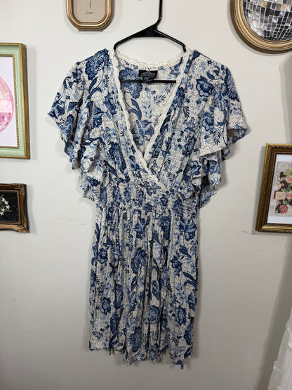 Medium Blue Floral Mini Dress