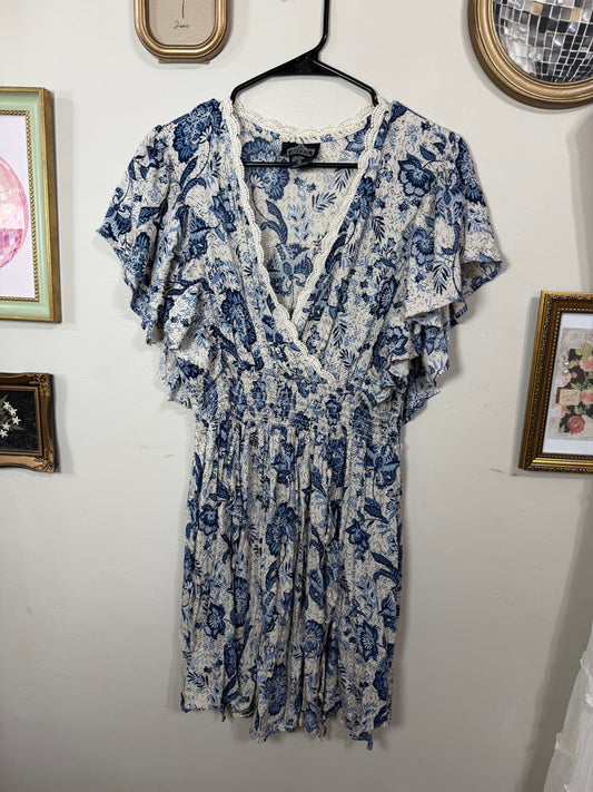 Medium Blue Floral Mini Dress