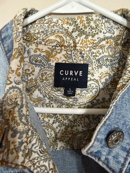 Large Denim Jacket w/ Floral Pattern Lining