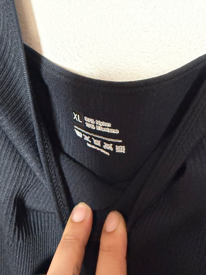 XL Black Ribbed Jumpsuit / Shapewear