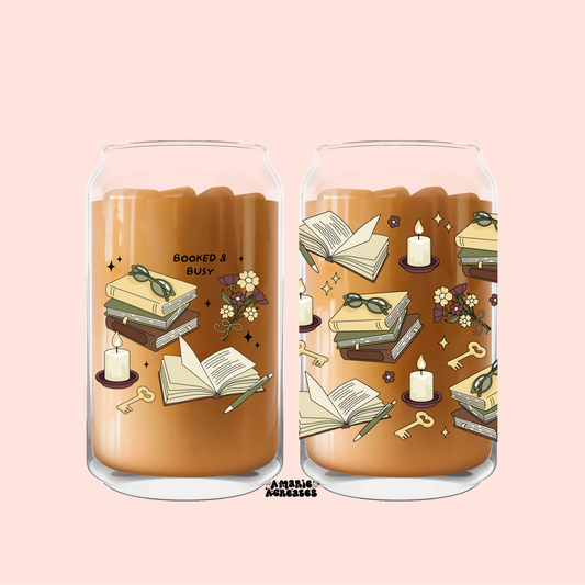 Booked & Busy Glass Cup