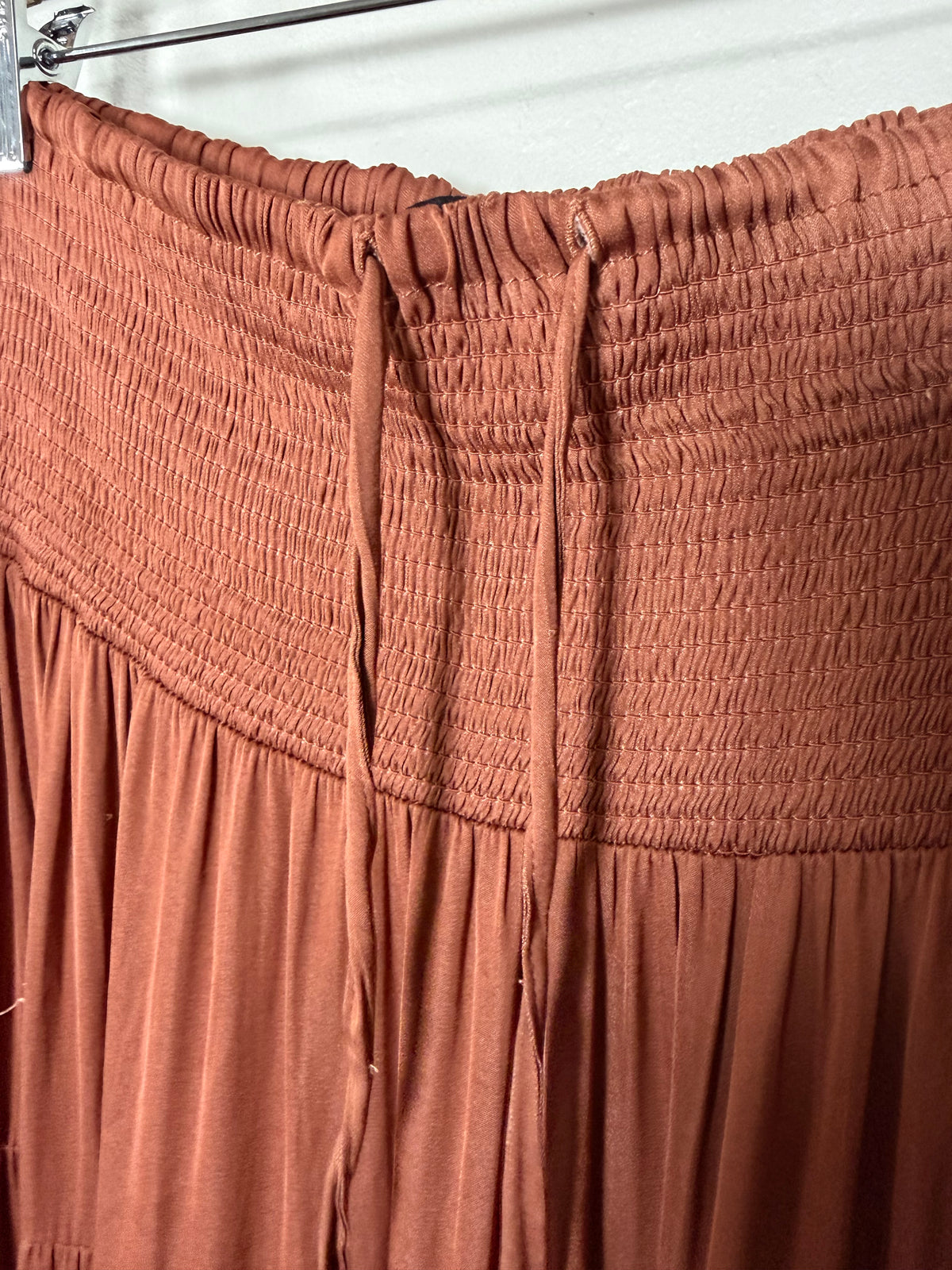 Small Warm Brown Maxi Skirt w/ Smocked Waist