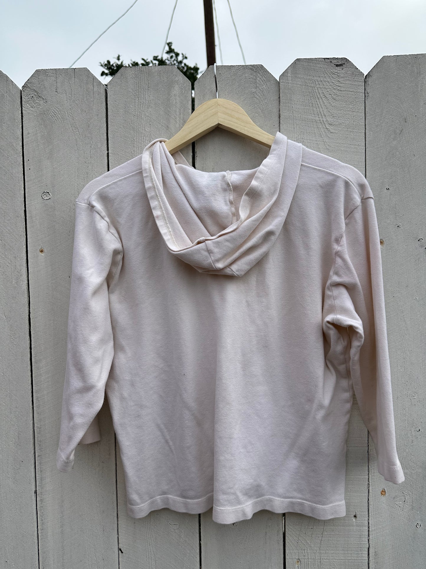 Small Cream Q Sleeve Hooded Top