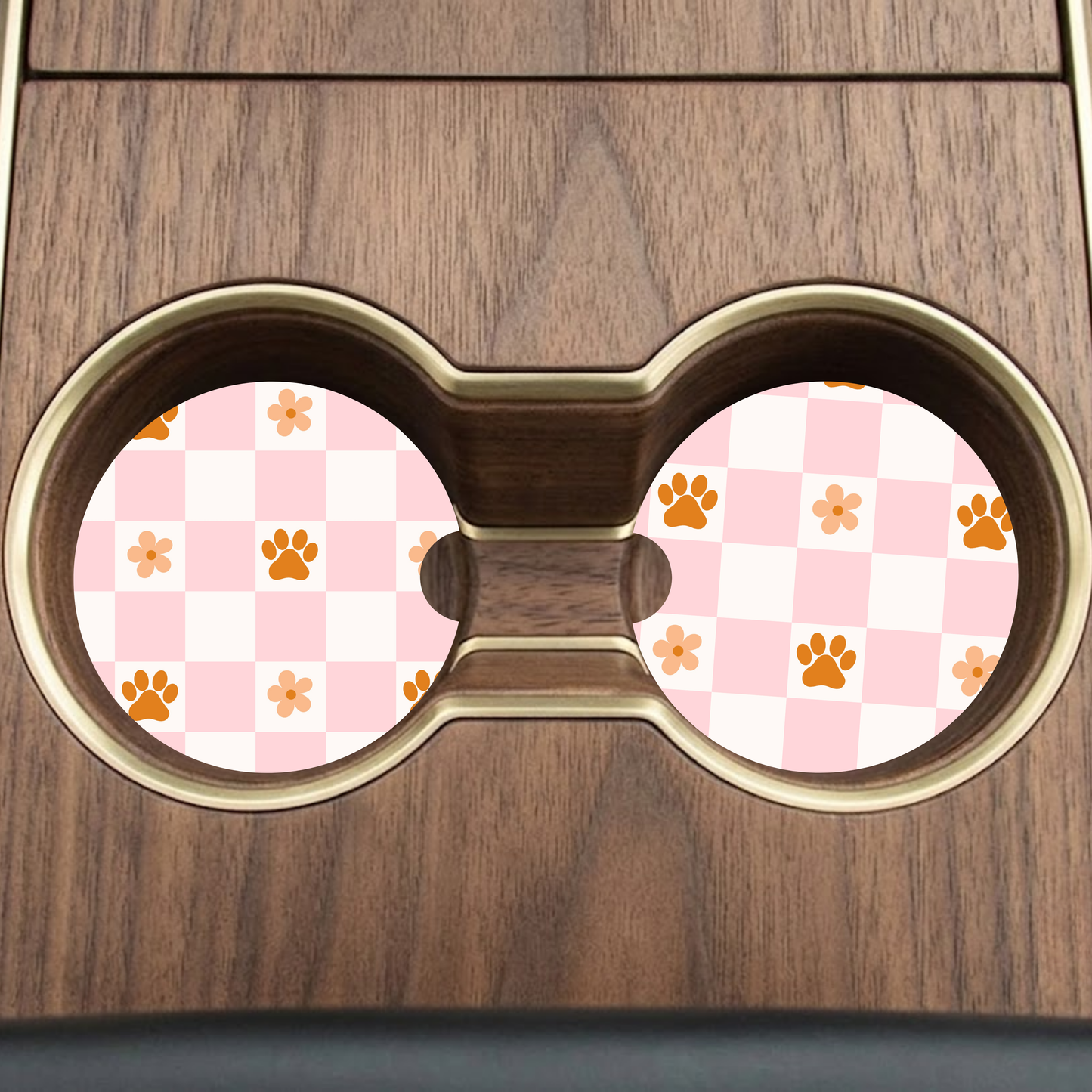 Checkered Paws Car Coaster