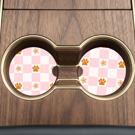 Checkered Paws Car Coaster