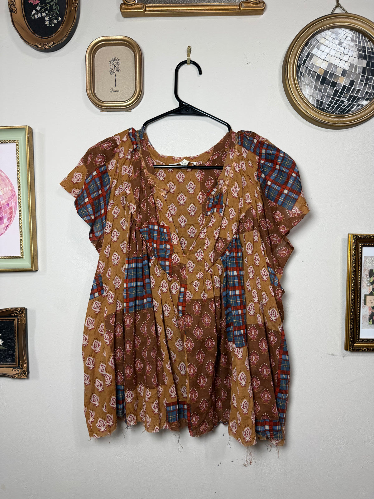 XL Boho Patchwork Top