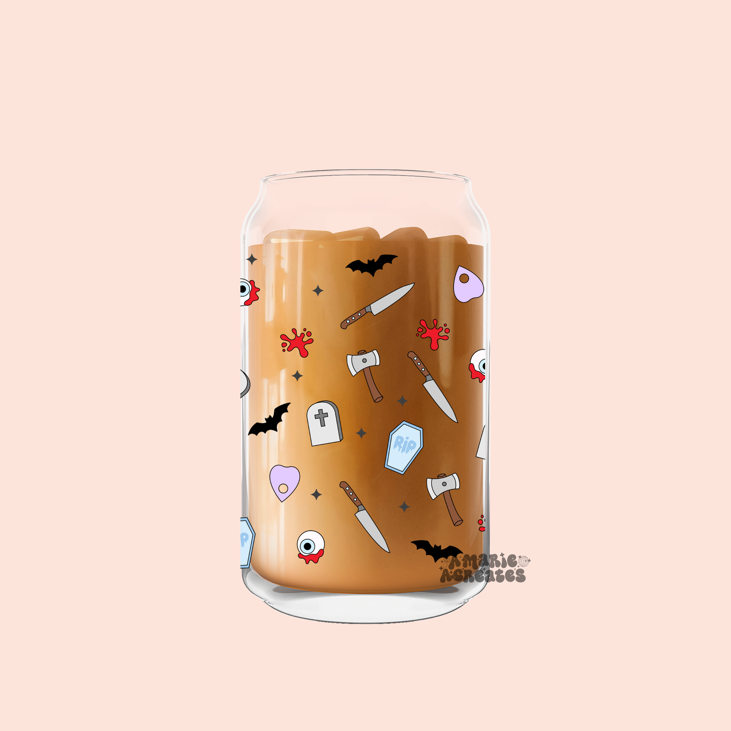 Horror Icons Wrap Glass Cup