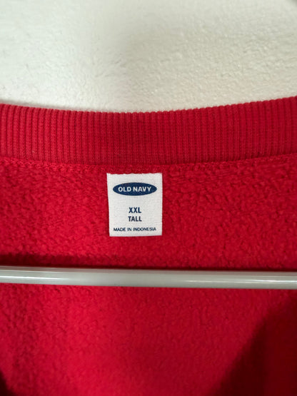 XXL Tall Red All For Love Embroidered Crewneck Sweatshirt