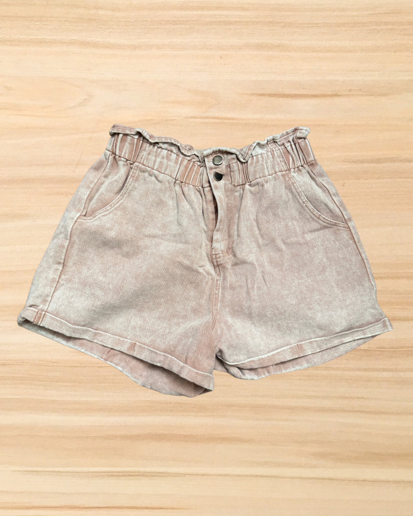 Large Mauve Acid Wash Shorts