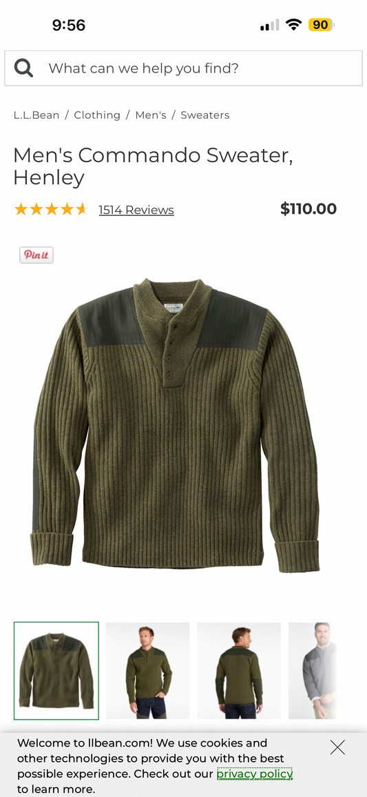 Large Unisex Henley Green Sweater