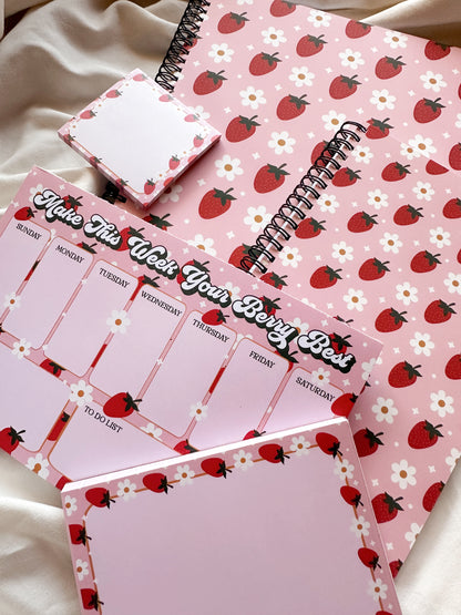 Strawberry Daisies Spiral Notebook