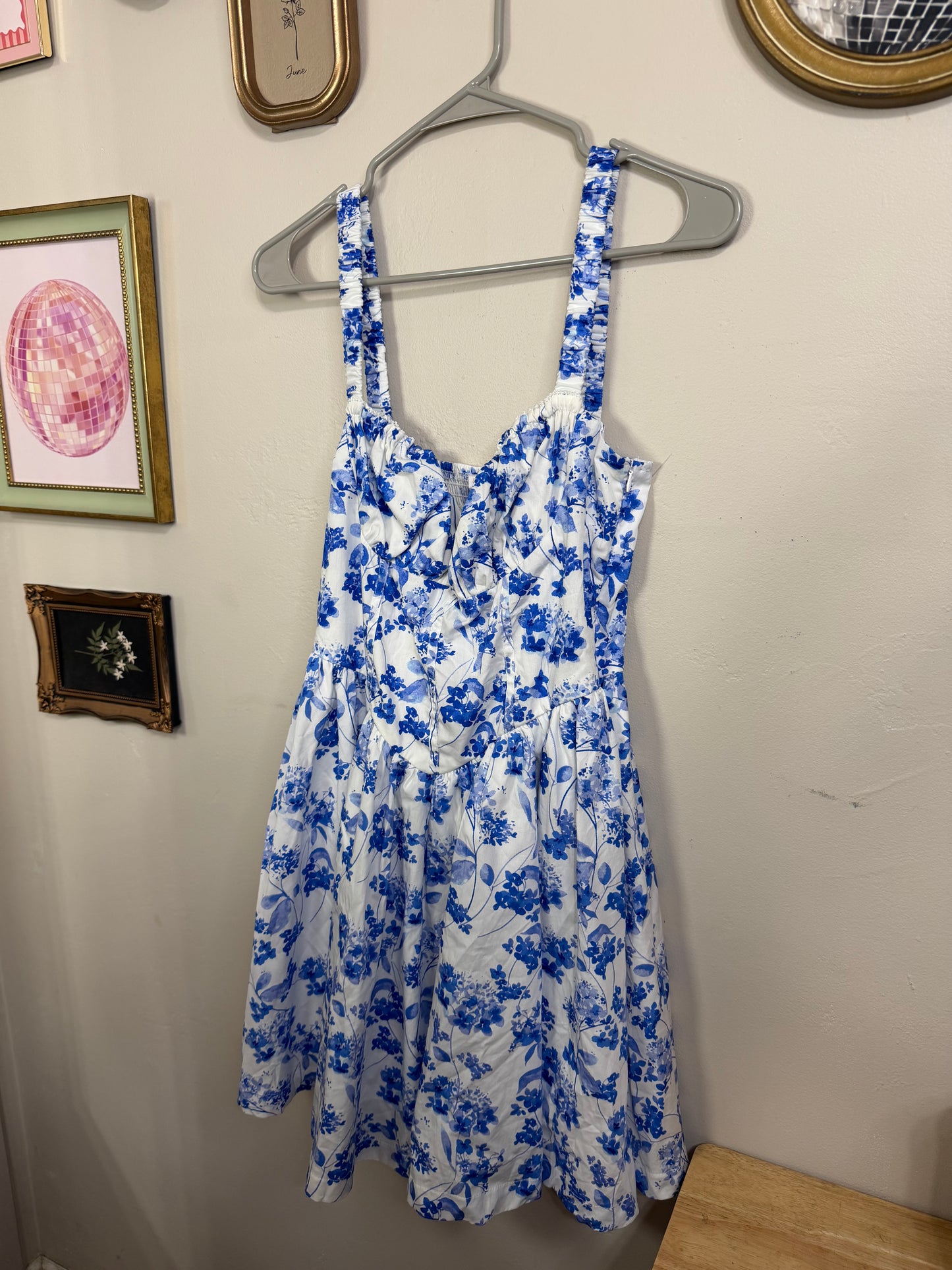 Large Floral Blue Dress