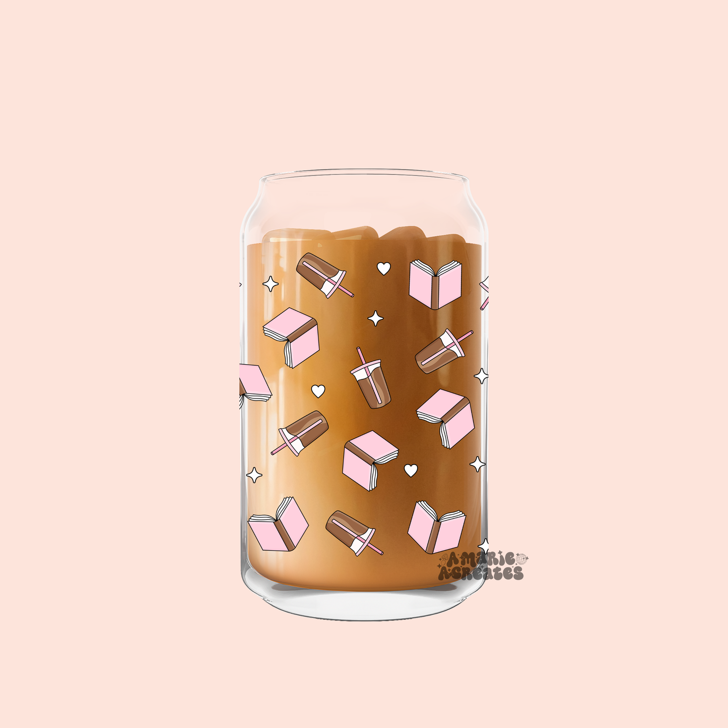 Iced Coffee & Books Glass Cup