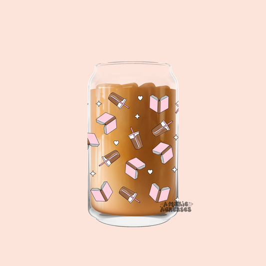Iced Coffee & Books Glass Cup