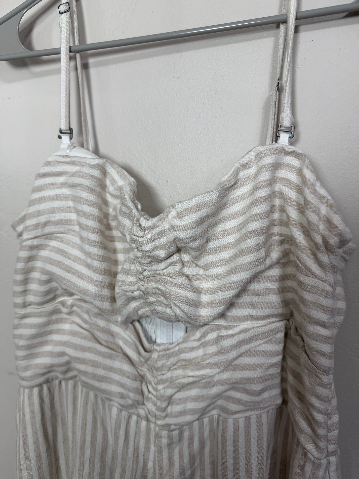 XL Neutral Striped Jumpsuit