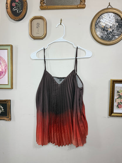 Medium Pleated Ombre Spaghetti Strap Camisole in Brown Rust