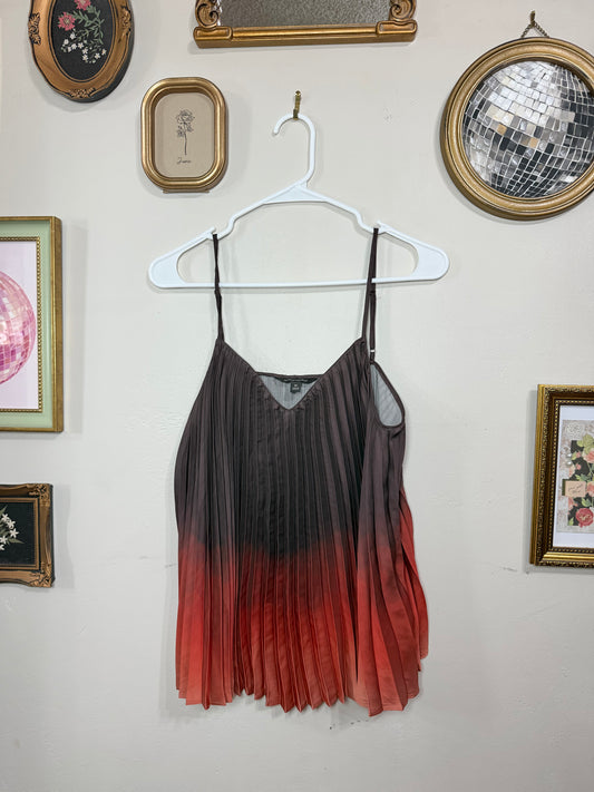 Medium Pleated Ombre Spaghetti Strap Camisole in Brown Rust