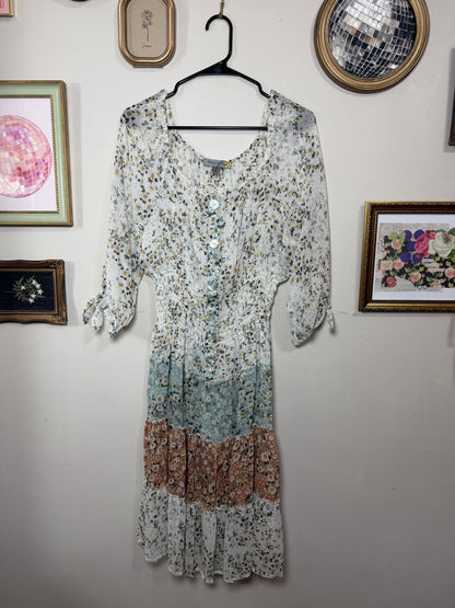 XL Floral Knee-Length Midi Dress