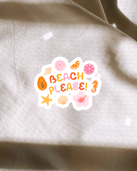 Beach Please Sticker
