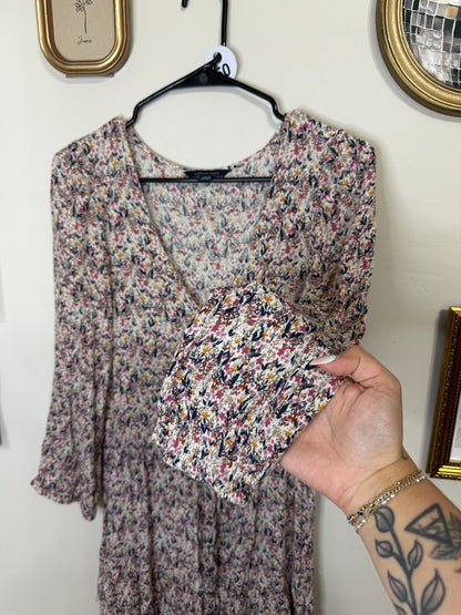 Small Floral Tiered Midi Dress