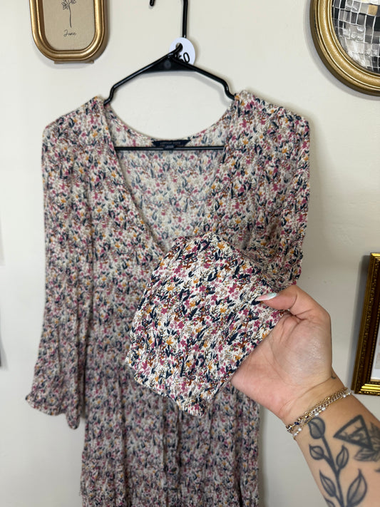 Small Floral Tiered Midi Dress